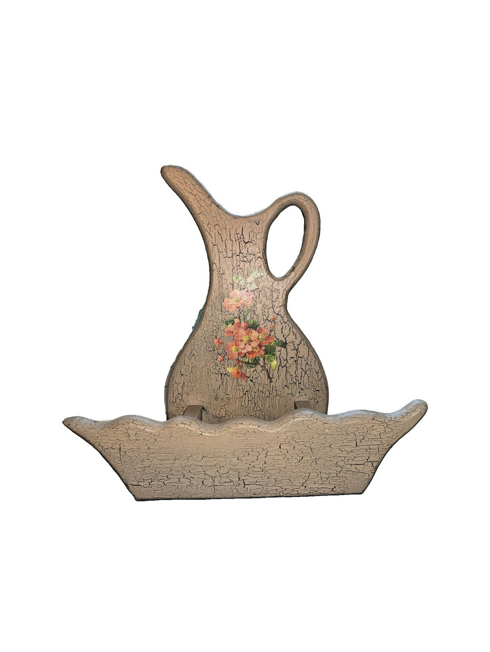 Vintage Solid Wood Wall Hanging Shelf Pitcher Country Charm Cottagecore